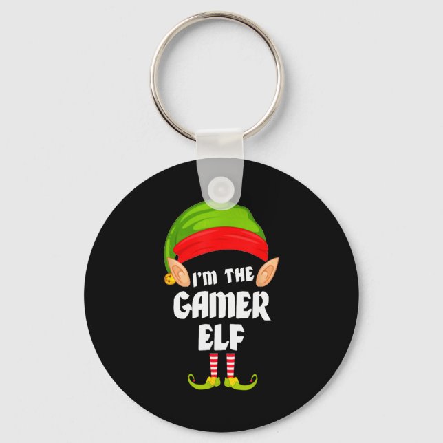 Funny Gamer Elf Matching Family Group Pj Christmas Schlüsselanhänger (Vorderseite)