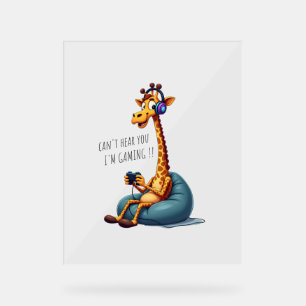 Funny Gamer Giraffe Gaming for Boys Men Video Game Acrylschild