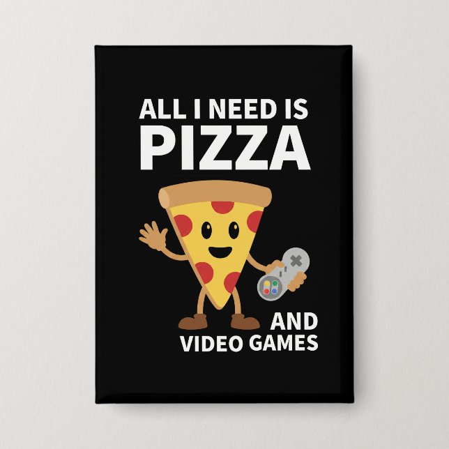 Funny Gamer Pizza Gaming Video Game Enthusiast Boy Button (Vorderseite)