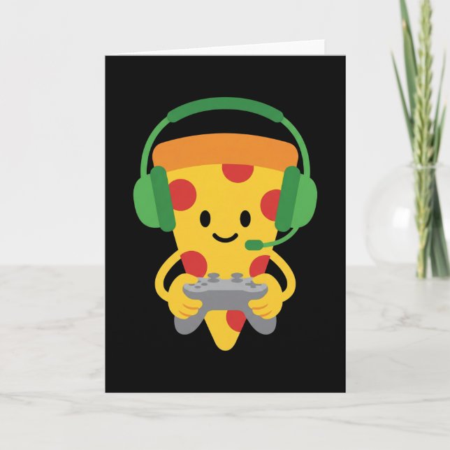 Funny Gamer Pizza Gaming Video Game Enthusiast Boy Karte (Vorderseite)