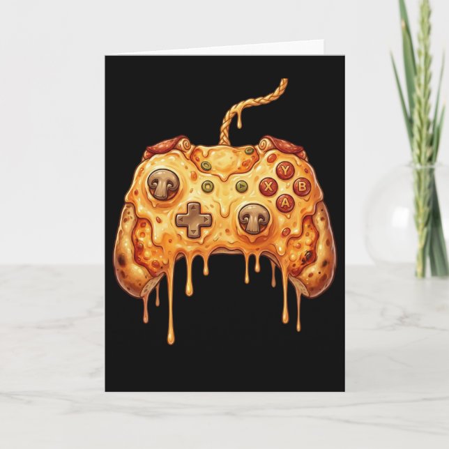 Funny Gamer Pizza Gaming Video Game Enthusiast Boy Karte (Vorderseite)