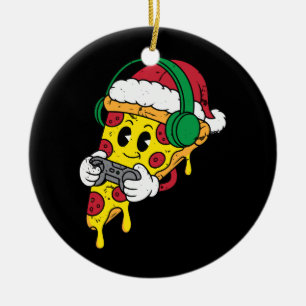 Funny Gamer Pizza Weihnachtsvideospiel Kinder Kind Keramik Ornament