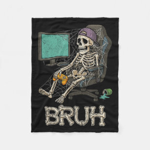 Funny Gamer Skeleton Gamer Teen Boys Video Gaming Fleecedecke