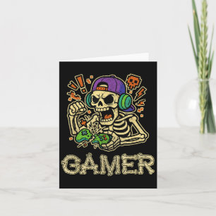 Funny Gamer Skeleton Gamer Teen Boys Video Gaming Karte