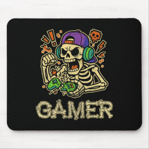 Funny Gamer Skeleton Gamer Teen Boys Video Gaming Mousepad