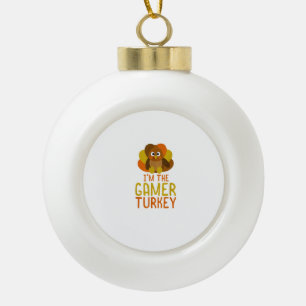 Funny Gamer Turkey Family Matching Keramik Kugel-Ornament