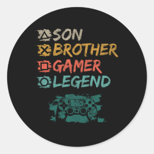 Funny Gamer Vintage Videospiele für Boys Brother S Runder Aufkleber