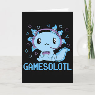 Funny Gamesolotl Anime Kawaii Gaming Axolotl Video Karte