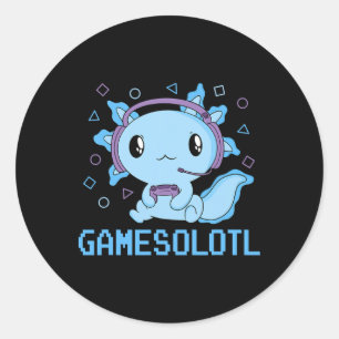 Funny Gamesolotl Anime Kawaii Gaming Axolotl Video Runder Aufkleber