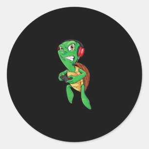 Funny Gaming Angry Sea Turtle Spielen Videospiele Runder Aufkleber