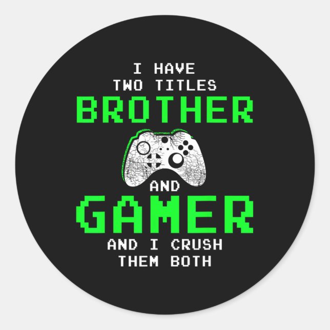 Funny Gaming Brothers T-Shirt - Gamer Geschenke fü Runder Aufkleber (Vorderseite)