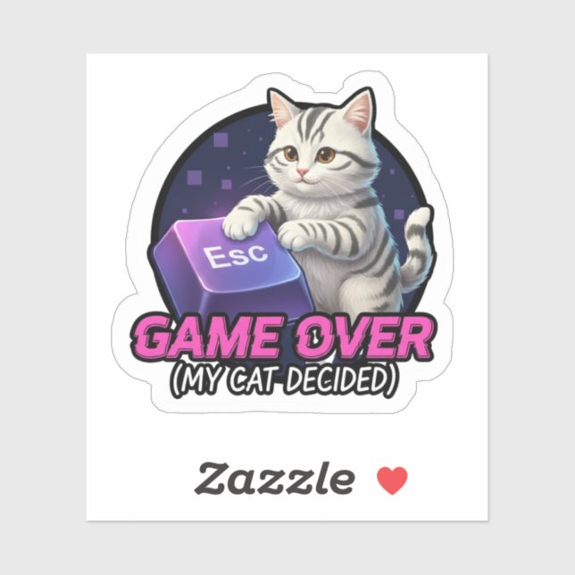 ​Funny Gaming Cat Gamer Gift - My Cat Decided Game Aufkleber (Blatt)