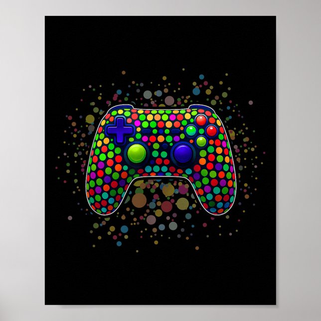 Funny Gaming Controller Polka Dot Video Gamers Dot Poster (Vorne)