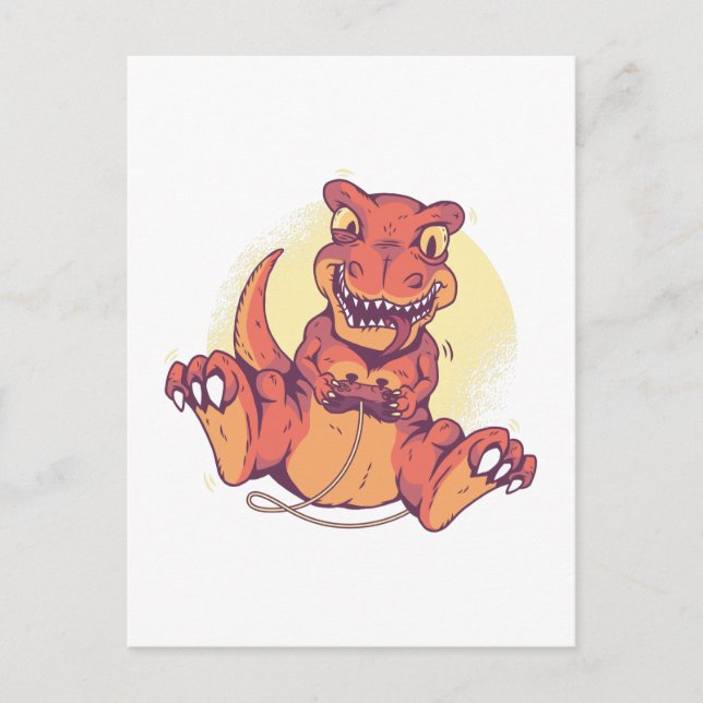 Funny Gaming Dinosaur T-Rex Gamer Coole Kinder Erw Postkarte (Vorderseite)