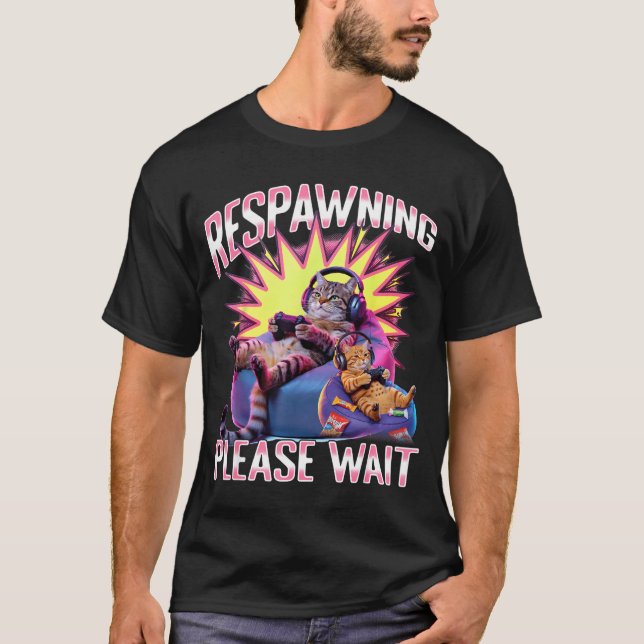 Funny Gaming Gamer Cat  T-Shirt (Vorderseite)
