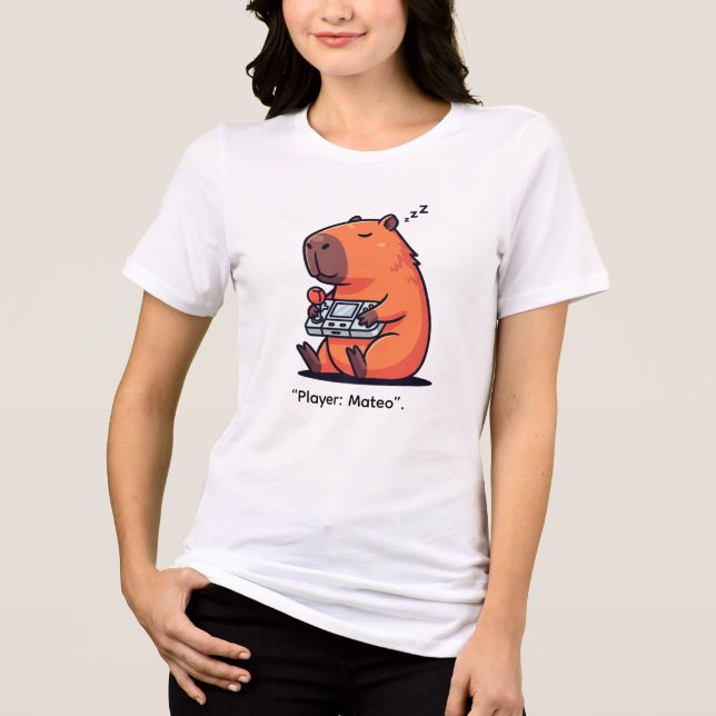 Funny Gaming Hoodie – Capybara Retro Style Tri-Blend Shirt (Vorderseite)