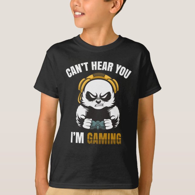 Funny Gaming Panda süchtig Gamers Kid Headset T-Shirt (Vorderseite)