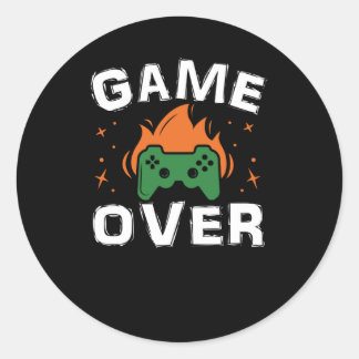 Funny Gaming Video Game Over Retro Vintag Gamer Runder Aufkleber