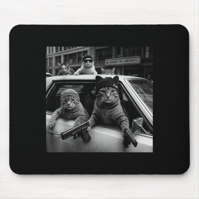 Funny Gangster Cats Men Women Lover Cat Street Gra Mousepad (Vorne)