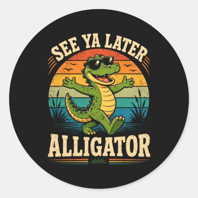 Funny-Gator-Goodbye- Runder Aufkleber (Vorderseite)