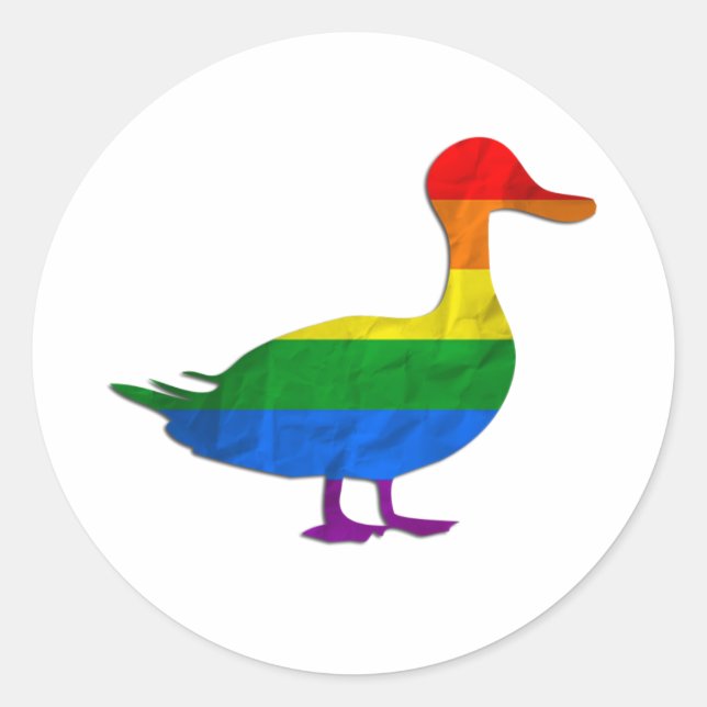 Funny Gay and Lesbian Pride Duck, Quack Quack Runder Aufkleber (Vorderseite)