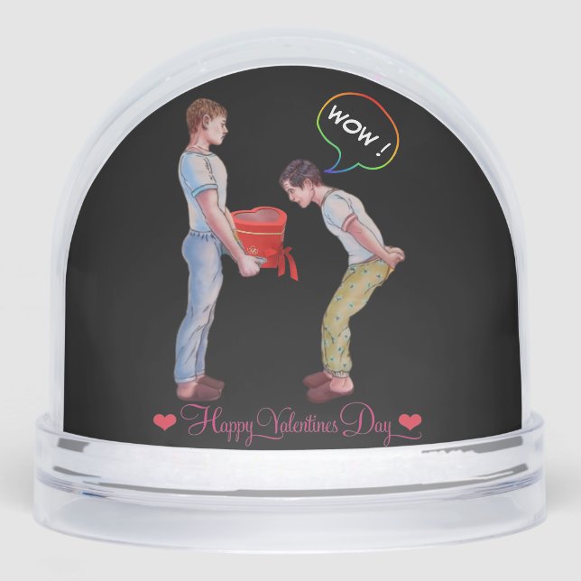 Funny Gay LGBTQIA Personalisiert Valentingeschenk Schneekugeln (Vorderseite)