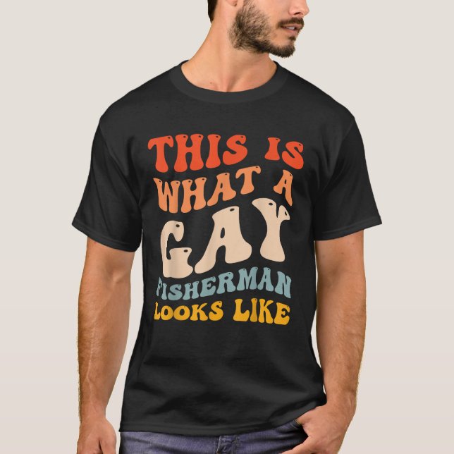 Funny Gay Pride Fischen, was ein Gay Fisherman sie T-Shirt (Vorderseite)