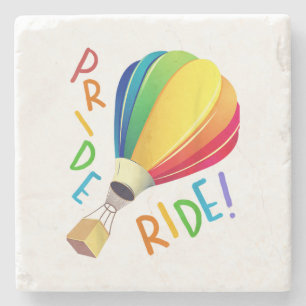 Funny Gay Pride Hot Air Ballon Rainbow Ride Gays Steinuntersetzer