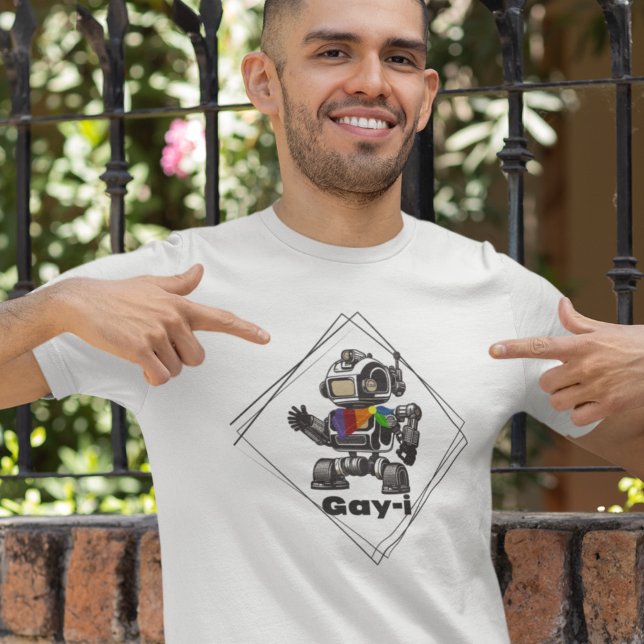 Funny Gay Pride Rainbow AI Robot T-Shirt (Von Creator hochgeladen)