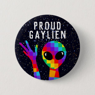 Funny GAYLIEN LGBT Gay Pride Button