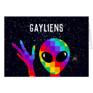 Funny Gayliens LGBTQ+ Fierté Carte personnalisée