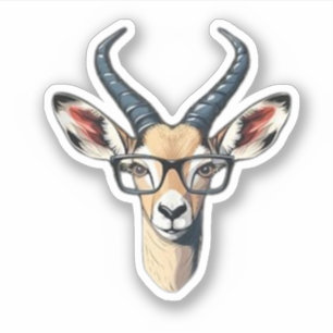 Funny Gazelle Gesicht für Safari und Brillenliebha Aufkleber