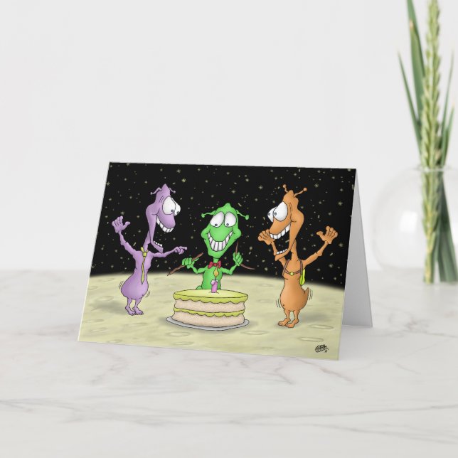 Funny Geburtstagskarten: Moon Party Karte (Vorderseite)