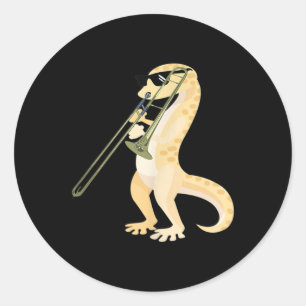 Funny Gecko, die sich die Schwänze anziehen, die T Runder Aufkleber