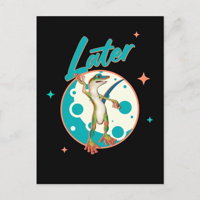Funny Gecko Spater Feiertagspostkarte (Vorderseite)