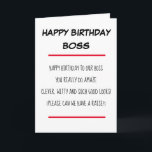 Funny Gedicht Boss Happy Birthday Karte<br><div class="desc">Ein lustiges Gedicht mit der Visitenkarte zum Geburtstag. Erstaunliche Vers zu senden an Ihren Manager an seinem Geburtstag. Unglaublich witzig und frech!</div>