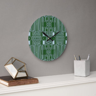 Funny Geeky Nerd Computer Circuit Board Muster Große Wanduhr