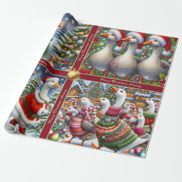 Funny Geese Christmas Wrapping Paper Geschenkpapier