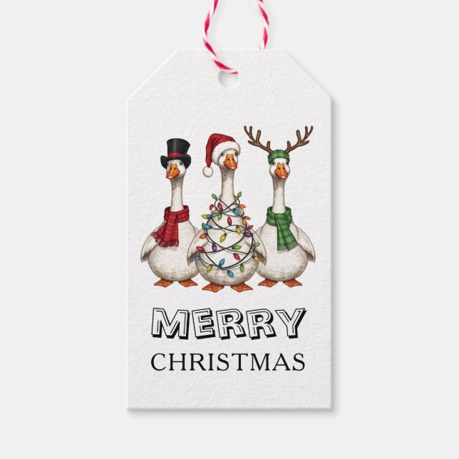 Funny Geese Weihnachtsfeiertag Geschenkanhänger (Vorderseite)