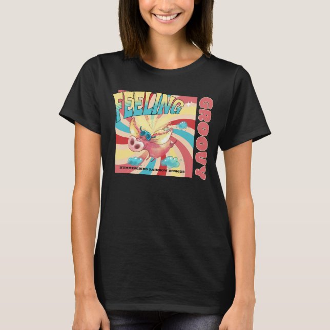 Funny Gefühl Groovy Flying Pig T - Shirt (Vorderseite)