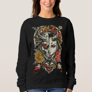 Funny Geisha und Demon japanische Blume Cherry Blo Sweatshirt