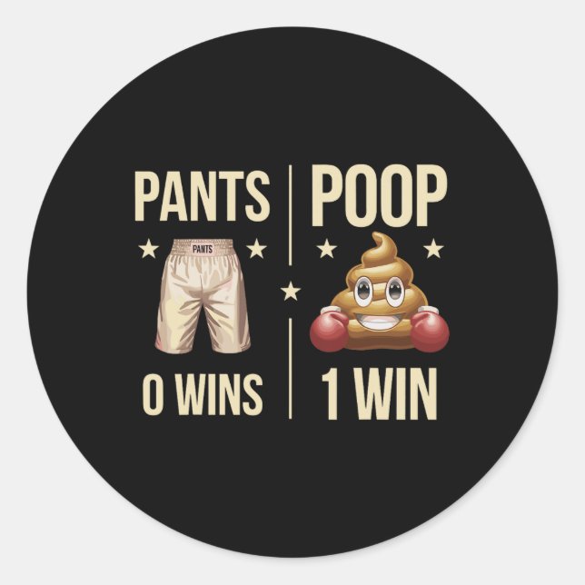 Funny Gekackt Toilette Spaß Kacke Boxing Meme Pant Runder Aufkleber (Vorderseite)