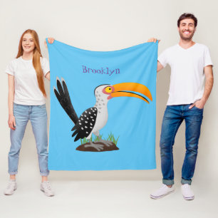 Funny Gelb Tannenvogel Safari Cartoon Fleecedecke