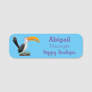 Funny Gelb Tannenvogel Safari Cartoon Namensschild