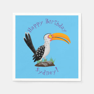 Funny Gelb Tannenvogel Safari Cartoon Serviette