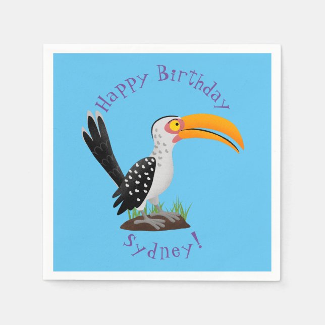 Funny Gelb Tannenvogel Safari Cartoon Serviette (Vorderseite)