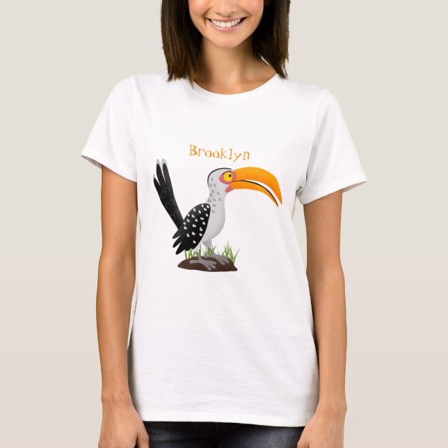 Funny Gelb Tannenvogel Safari Cartoon T-Shirt (Vorderseite)