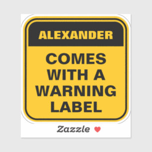 Funny Gelb Warnhinweis personalisieren Sie Vorsich Aufkleber