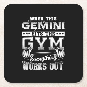 Funny Gemini Gym Workout Design Rechteckiger Pappuntersetzer