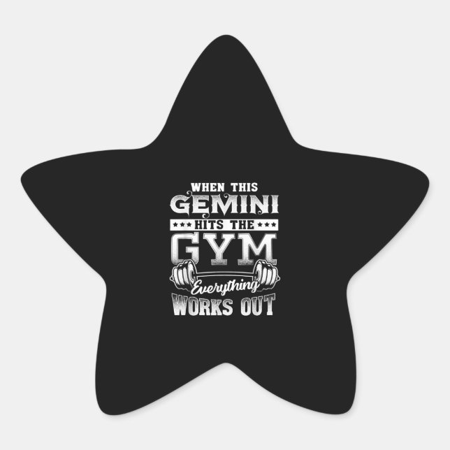 Funny Gemini Gym Workout Design Stern-Aufkleber (Vorderseite)